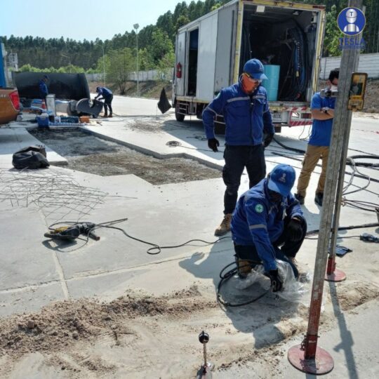 ซ่อมถนนทรุด ซ่อมคอนกรีตแตกร้าว ถนนทรุด