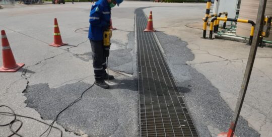 ซ่อมถนนทรุด ซ่อมคอนกรีตแตกร้าว ถนนทรุด