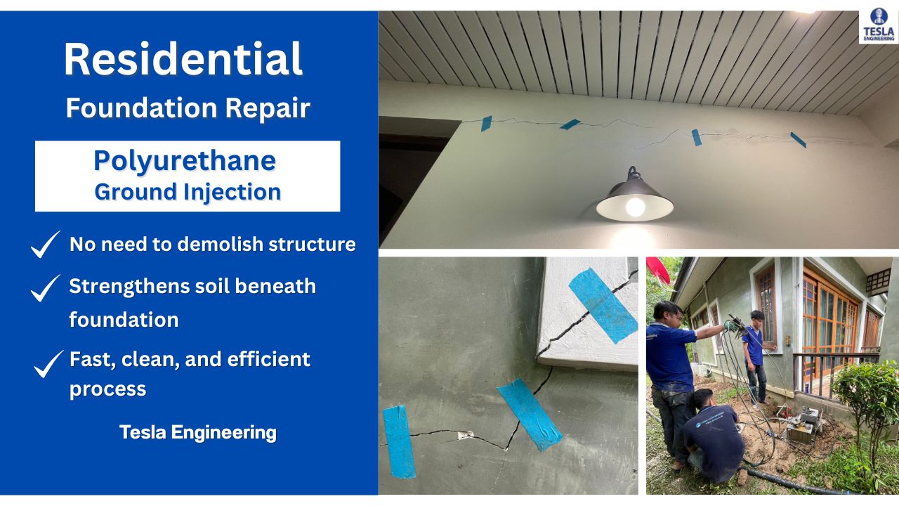 Residential Foundation Repair Using Polyurethane Ground Injection
